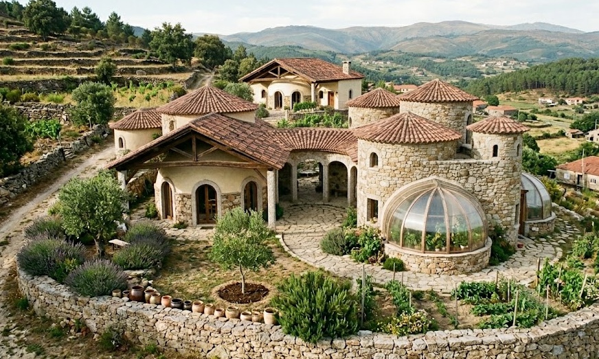 The Compound model, multi-dome stone compound